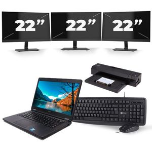 Dell Latitude E5450 - Intel Core i5-5e Generatie - 14 inch - 8GB RAM - 240GB SSD - Windows 11 + 3x 22 inch Monitor