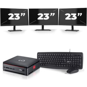 Fujitsu Esprimo Q520 USFF - Intel Core i5-4e Generatie - 8GB RAM - 240GB SSD - Windows 10 + 3x 23 inch Monitor