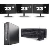 HP EliteDesk 800 G2 SFF - Intel Core i3-6e Generatie - 8GB RAM - 120GB SSD - Windows 11 + 3x 23 inch Monitor