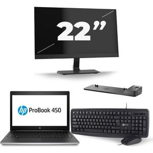 HP ProBook 450 G5 - Intel Core i5-8e Generatie - 15 inch - 16GB RAM - 480GB SSD - Windows 11 + 1x 22 inch Monitor