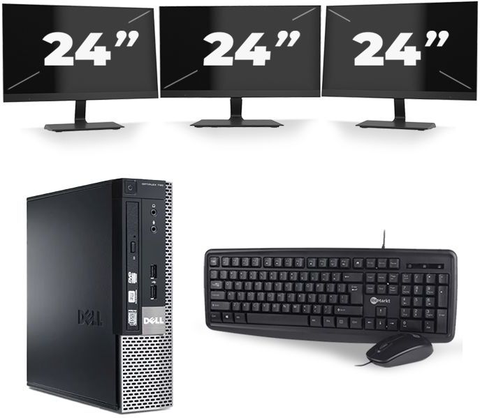 Dell Optiplex 790 USFF - Intel Core i5-2e Generatie - 8GB RAM - 256GB SSD - Windows 10 + 3x 24 inch Monitor