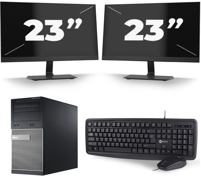 Dell Optiplex 3020 Micro Tower - Intel Core i3-4e Generatie - 8GB RAM - 128GB SSD - Windows 10 + 2x 23 inch Monitor