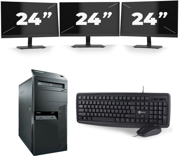 Lenovo ThinkCentre M92p Tower - Intel Core i7-3e Generatie - 16GB RAM - 512GB SSD - Windows 10 + 3x 24 inch Monitor