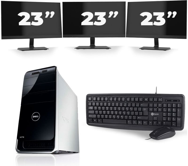 Dell XPS 8300 Tower - Intel Core i3-2e Generatie - 8GB RAM - 120GB SSD - Windows 10 + 3x 23 inch Monitor