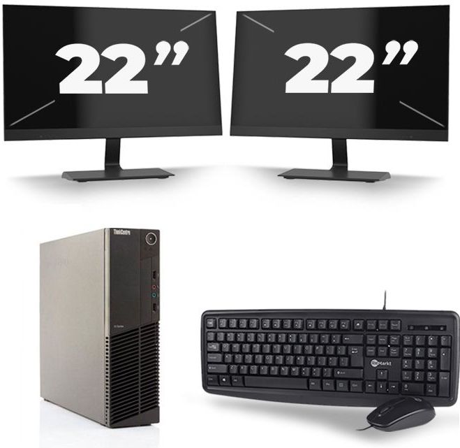 Lenovo ThinkCentre M82 SFF - Intel Core i7-3e Generatie - 16GB RAM - 480GB SSD - Windows 10 + 2x 22 inch Monitor