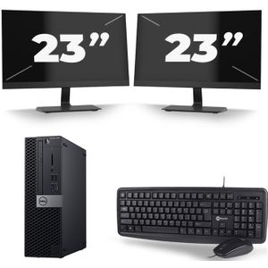 Dell Optiplex 7060 SFF - Intel Core i7-8e Generatie - 16GB RAM - 480GB SSD - Windows 11 + 2x 23 inch Monitor