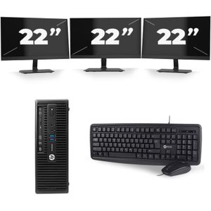 HP ProDesk 400 G2.5 SFF - Intel Core i3-4e Generatie - 8GB RAM - 120GB SSD - Windows 10 + 3x 22 inch Monitor