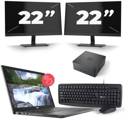 Dell Latitude 7310 - Intel Core i5-10e Generatie - 13 inch - Touch - 16GB RAM - 512GB SSD - Windows 11 Home + 2x 22 inch Monitor