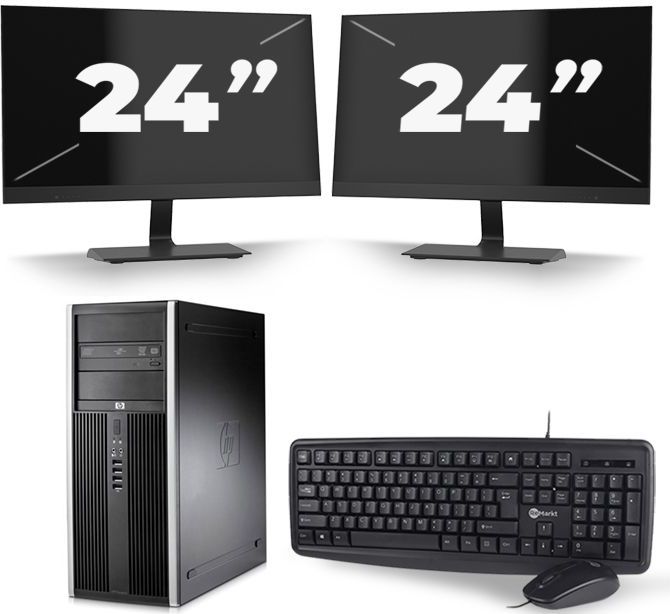 HP Compaq 8100 Elite CMT Tower - Intel Core i5-1e Generatie - 8GB RAM - 256GB SSD - Windows 10 + 2x 24 inch Monitor