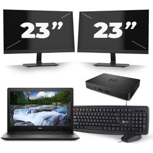 Dell Latitude 3590 - Intel Core i3-7e Generatie - 15 inch - 8GB RAM - 240GB SSD - Windows 11 + 2x 23 inch Monitor