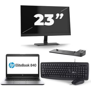 HP EliteBook 840 G2 - Intel Core i5-5e Generatie - 14 inch - 8GB RAM - 240GB SSD - Windows 11 + 1x 23 inch Monitor