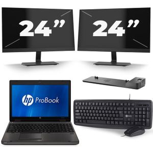 HP ProBook 6560b - Intel Core i5-2e Generatie - 15 inch - 8GB RAM - 240GB SSD - Windows 10 + 2x 24 inch Monitor