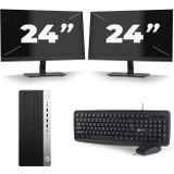 HP EliteDesk 800 G3 Micro Tower - Intel Core i7-6e Generatie - 16GB RAM - 512GB SSD - Windows 11 + 2x 24 inch Monitor