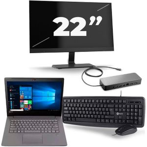 Lenovo V330-14ARR - AMD Ryzen 5 2500U - 14 inch - 8GB RAM - 256GB SSD - Windows 10 + 1x 22 inch Monitor