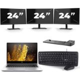 HP EliteBook 840 G5 - Intel Core i5-8e Generatie - 14 inch - 16GB RAM - 480GB SSD - Windows 11 + 3x 24 inch Monitor