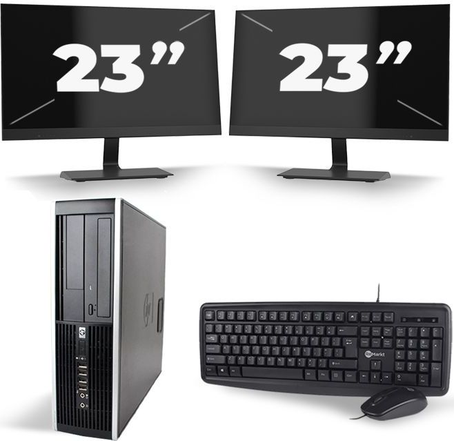 HP Compaq 8200 Elite SFF - Intel Core i3-2e Generatie - 8GB RAM - 128GB SSD - Windows 10 + 2x 23 inch Monitor