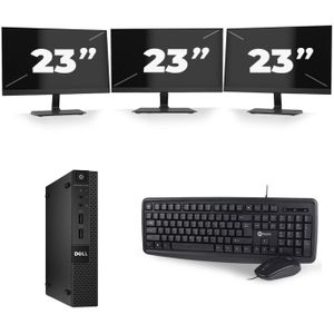 Dell Optiplex 9020M USFF - Intel Core i3-4e Generatie - 8GB RAM - 128GB SSD - Windows 10 + 3x 23 inch Monitor