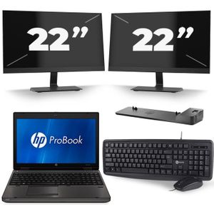 HP ProBook 6560b - Intel Core i5-2e Generatie - 15 inch - 8GB RAM - 240GB SSD - Windows 10 + 2x 22 inch Monitor