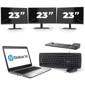 HP EliteBook 745 G3 - AMD PRO A8-8600B - 14 inch - 8GB RAM - 240GB SSD - Windows 11 + 3x 23 inch Monitor