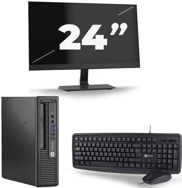 HP EliteDesk 800 G1 USFF - Intel Core i5-4e Generatie - 8GB RAM - 240GB SSD - Windows 10 + 1x 24 inch Monitor