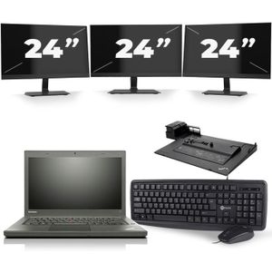 Lenovo ThinkPad T450 - Intel Core i5-5e Generatie - 14 inch - 8GB RAM - 240GB SSD - Windows 11 + 3x 24 inch Monitor