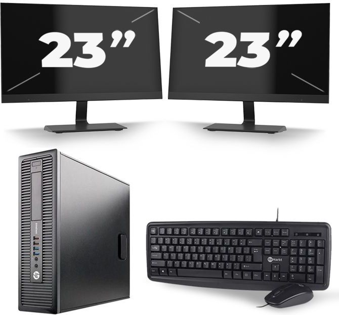 HP EliteDesk 800 G2 SFF - Intel Core i3-6e Generatie - 8GB RAM - 120GB SSD - Windows 11 + 2x 23 inch Monitor