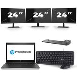 HP ProBook 450 G5 - Intel Core i5-8e Generatie - 15 inch - 16GB RAM - 480GB SSD - Windows 11 + 3x 24 inch Monitor