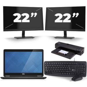 Dell Latitude E7440 - Intel Core i7-4e Generatie - 14 inch - 8GB RAM - 240GB SSD - Windows 11 + 2x 22 inch Monitor