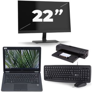 Dell Latitude E7250 - Intel Core i7-5e Generatie - 12 inch - 8GB RAM - 120GB SSD - Windows 11 + 1x 22 inch Monitor
