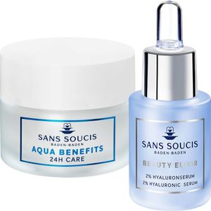 Sans Soucis Moisture - Aqua Benefits 24H Care for Normal Skin 50ml + Beauty Elixir 2% Hyaluronic Serum 15ml (Duo Deal) OP=OP