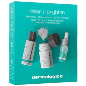 Dermalogica Clear + Brighten Kit - Active Clearing Skin Wash 50ml + Age Bright Clearing Serum 10ml + Daily Microfoliant 13g