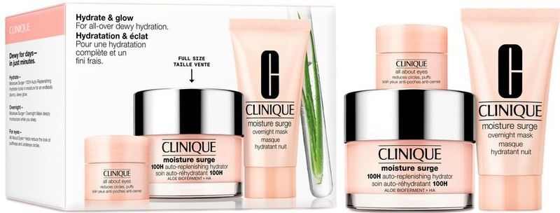 Clinique Moisture Surge - 100H Auto-Replenishing Hydrator 50ml + Overnight Mask 30ml + All About Eyes 5ml