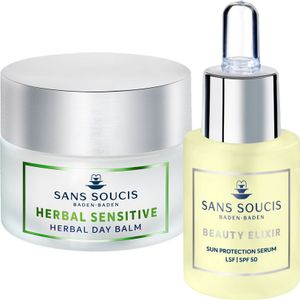 Sans Soucis Sensitive Care - Herbal Krauter Balsem Day 50ml + Beauty Elixir Sun Protection Serum SPF50 15ml (Duo Deal) OP=OP