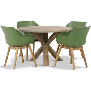Hartman Sophie teak/Sand City rond 120 cm dining tuinset 5-delig