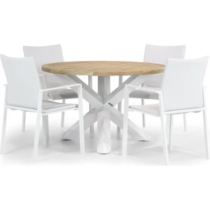 Lifestyle Garden Furniture Rome/Wellington 120 cm rond dining tuinset 5-delig