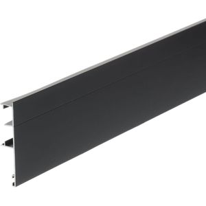 Schuifdeurrail afdekprofiel voor bovenrail - zwart aluminium - 61x12mm - Lengte 2000mm