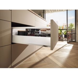 Blum Merivobox lade met reling - Hoogte E (209mm) - 350mm - 40kg - Zijdewit