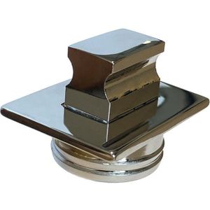 Drukknop en ring vierkant - Mat chroom - 25x25mm - 16mm plaatdikte - incl. slotje