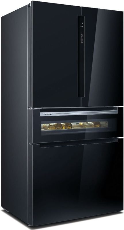 Siemens KF96RSBEA iQ700, French door koel- vriescombinatie, glazen deur, 183 x 90.5 cm, Zwart