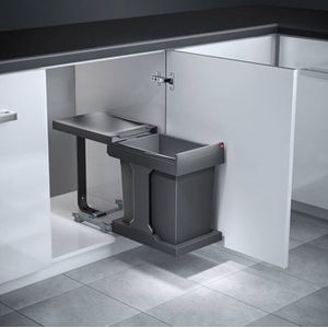 Hailo Solo Automatic Inbouw Prullenbak - Automatische Afvalemmer - 20 Liter | Donkergrijs