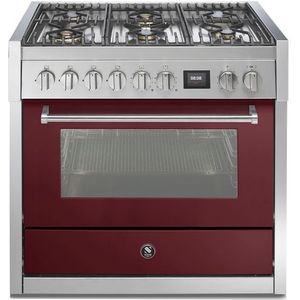 Steel GQ9S-6W fornuis Genesi 90 - Gas fornuis | Model 2024-Glanzend bordeaux