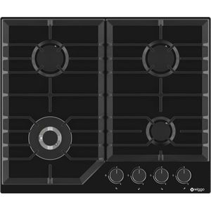 Wiggo WH-G634RL(B) - Inbouw gaskookplaat - 4 kookzones - 60cm - Zwart