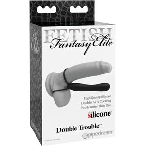 Fetish Double Fun - dildo met heren- en penisring (zwart)