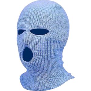 Balaclava - Gebreide bivakmuts met 3 openingen (blauw)