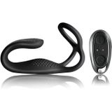 Rocks-Off - oplaadbare, draadloze anale vibrator met penisring (zwart)