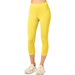 Merry Style MS-MS10-199-LE Dames Capri Leggings - Sport - Vrijetijdsbroek - 3/4 Lengte - Katoen - Sporbroek - Yogabroek - Geel - S