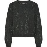 Pieces Trui Pcrada Ls O-neck Sequin Knit Bc 17153432 Dark Grey Melange/dtm Sequin Dames Maat - M