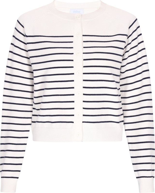 usha - BLUE LABEL - Gebreid Vest - Zwart/Wit - Lange Mouw