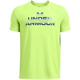 Under Armour - Tech Split Wordmark - T-shirt - Groen - Korte Mouwen - 8 Years