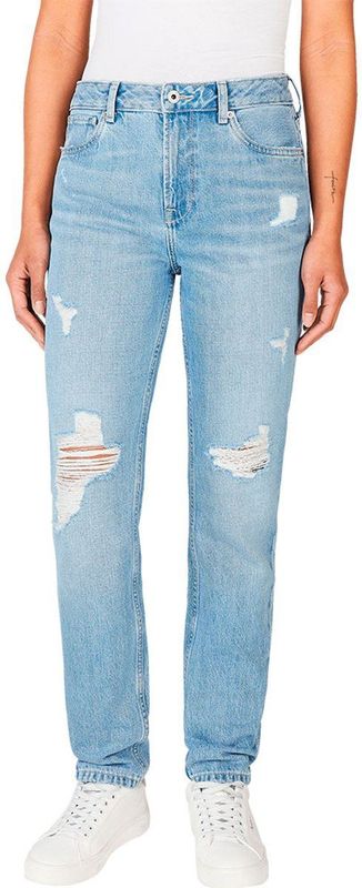 Jeans - Light Stone Wash - Hoog Taille - Riemlussen - Steekzakken
